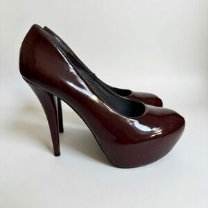 Stuart Weitzman Burgundy Patent Leather Platform Pumps Womens 11